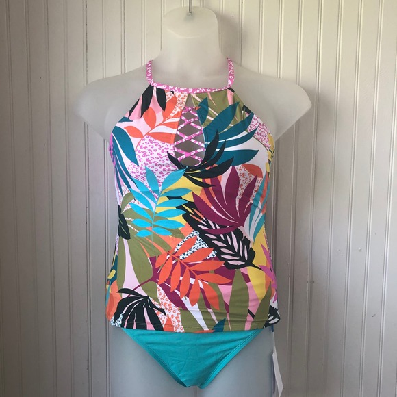 BLEU BY ROD BEATTIE Retail $114 High Neck Tankini Hipster 2 PC Size 8 - Picture 1 of 6